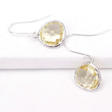 Short Glass Briolette Earrings - Silver