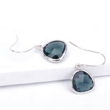 Short Glass Briolette Earrings - Silver