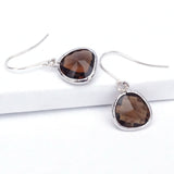 Short Glass Briolette Earrings - Silver